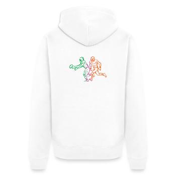Retro American Football Vintage Sport Geschenk  - Unisex Premium Bio Zip Hoodie - Weiß - Hinten - Thijin (182cm)