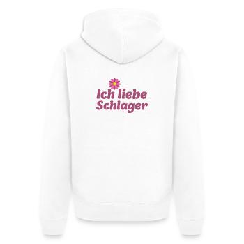 Schlager-Sticker: Musik & Blume Design - Unisex Premium Bio Zip Hoodie - Weiß - Hinten - Thijin (182cm)