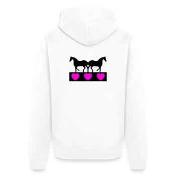 Pferde - Unisex Premium Bio Zip Hoodie - Weiß - Hinten - Thijin (182cm)