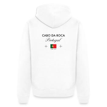 Cabo da Roca Portugal Koordinaten Reise Souvenir - Unisex Premium Bio Zip Hoodie - Weiß - Hinten - Thijin (182cm)