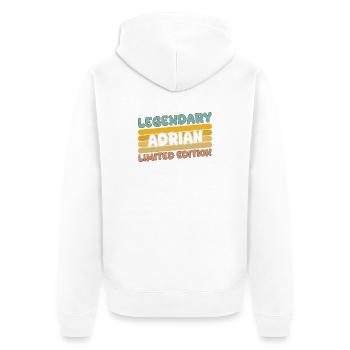 Legendary Adrian - Unisex Premium Organic Zip Hoodie - white - Back - Thijin (182cm)