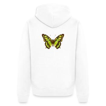 Malachit-Schmetterling Siproeta Stelenes Aquarell - Unisex Premium Bio Zip Hoodie - Weiß - Hinten - Thijin (182cm)