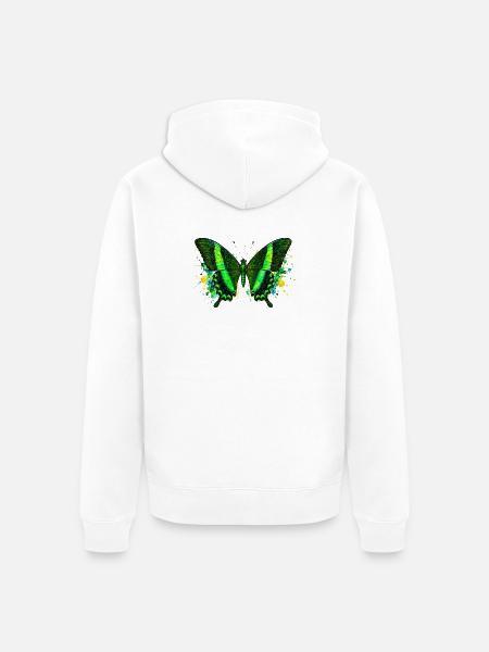 Smaragdschwalbenschwanz Papilio palinurus Schmetterling - Unisex Premium Bio Zip Hoodie - Weiß