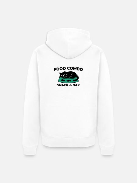 Snack Nap Katze Logo - Unisex Premium Bio Zip Hoodie - Weiß