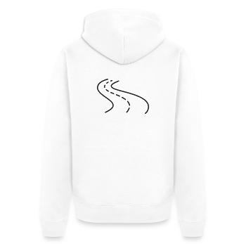Ikone der Winding Road Line - Unisex Premium Bio Zip Hoodie - Weiß - Hinten - Thijin (182cm)
