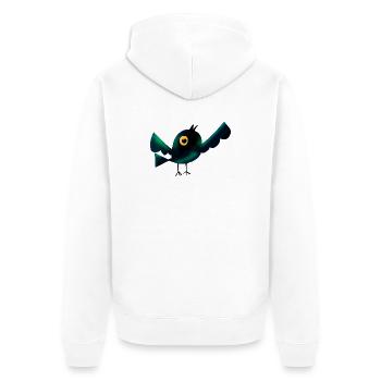 Nachtvogel im Wald  - Unisex Premium Bio Zip Hoodie - Weiß - Hinten - Thijin (182cm)