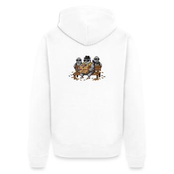 Tauben Mafia Lieferung - Pixel Art Gangster Tauben - Unisex Premium Bio Zip Hoodie - Weiß - Hinten - Thijin (182cm)