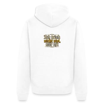 Ich trink nicht viel, nur oft - Unisex Premium Bio Zip Hoodie - Weiß - Hinten - Thijin (182cm)