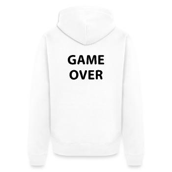 Game Over Gamer minimalistisch - Unisex Premium Bio Zip Hoodie - Weiß - Hinten - Thijin (182cm)