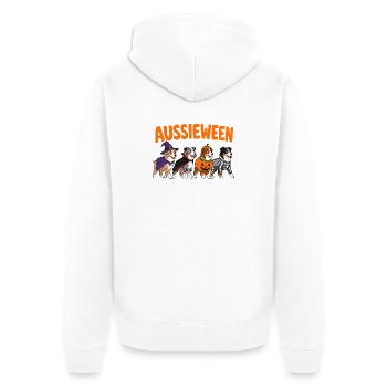  Aussieween Australian Shepherd Halloween Kostüm - Unisex Premium Bio Zip Hoodie - Weiß - Hinten - Thijin (182cm)