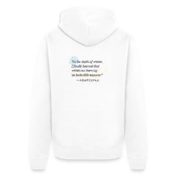 Literatur-Zitat von Albert Camus - Unisex Premium Bio Zip Hoodie - Weiß - Hinten - Thijin (182cm)