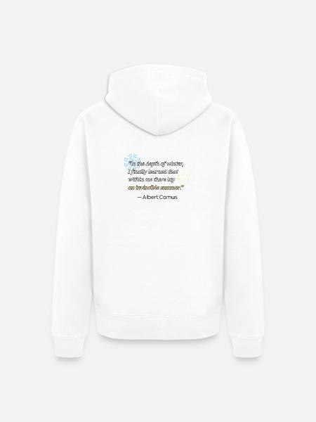 Literatur-Zitat von Albert Camus - Unisex Premium Bio Zip Hoodie - Weiß