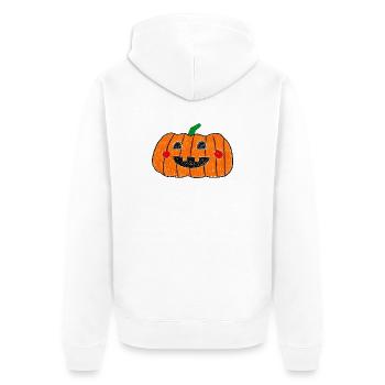 Freudige Kerbislaternen-Kritzelei - Unisex Premium Bio Zip Hoodie - Weiß - Hinten - Thijin (182cm)