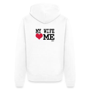 ma femme m'aime par wam - Veste à capuche bio Premium Unisexe - blanc - Dos - Thijin (182cm)