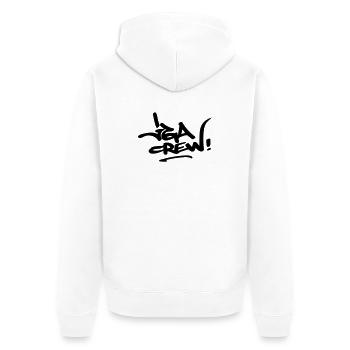 JGA Crew - Unisex Premium Bio Zip Hoodie - Weiß - Hinten - Thijin (182cm)
