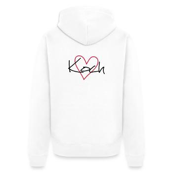 Koch Herz Hobbykoch Küche Geschenkidee - Unisex Premium Bio Zip Hoodie - Weiß - Hinten - Thijin (182cm)