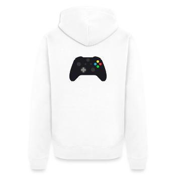 Dark Gamepad Neon Buttons - Unisex Premium Organic Zip Hoodie - white - Back - Thijin (182cm)