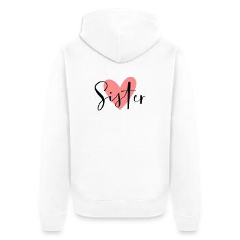 Soeur Coeur Soeur Coeur Chers frères et soeurs - Veste à capuche bio Premium Unisexe - blanc - Dos - Thijin (182cm)