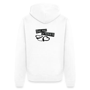 ich_heirate_schwarz - Unisex Premium Bio Zip Hoodie - Weiß - Hinten - Thijin (182cm)