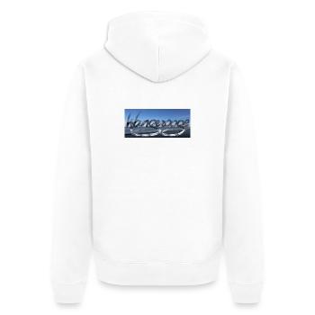 Wangerooge Wasserreflexionen - Unisex Premium Bio Zip Hoodie - Weiß - Hinten - Thijin (182cm)