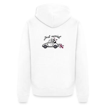 Verliebtes Brautpaar im Sportscar - Unisex Premium Bio Zip Hoodie - Weiß - Hinten - Thijin (182cm)