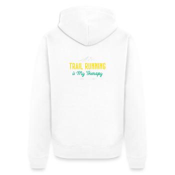 Trailrunning ist meine Therapie - Unisex Premium Bio Zip Hoodie - Weiß - Hinten - Thijin (182cm)