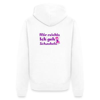 Mir reicht's, ich geh schaukeln - Unisex Premium Bio Zip Hoodie - Weiß - Hinten - Thijin (182cm)