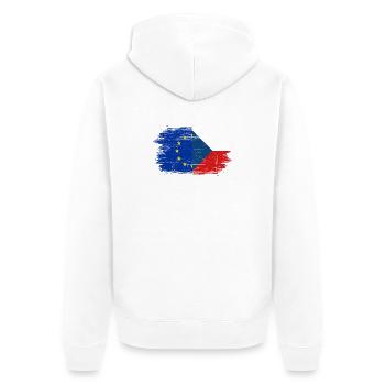 EU Europa Flagge der Tschechischen Republik - Unisex Premium Bio Zip Hoodie - Weiß - Hinten - Thijin (182cm)