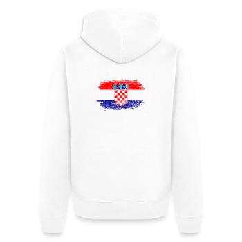 Kroatien-Wappen-Kartenmontage - Unisex Premium Bio Zip Hoodie - Weiß - Hinten - Thijin (182cm)