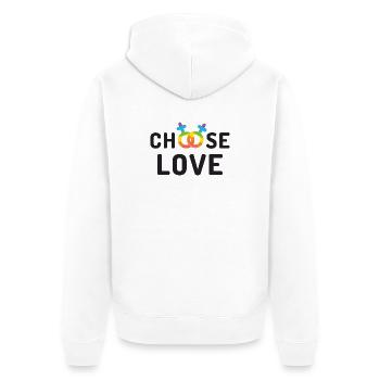 Pride Month LGBT - Liebe - Unisex Premium Bio Zip Hoodie - Weiß - Hinten - Thijin (182cm)