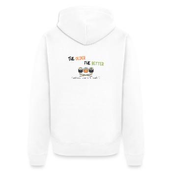 Je älter, desto besser (es sei denn, Sie sind Sushi) - Unisex Premium Bio Zip Hoodie - Weiß - Hinten - Thijin (182cm)
