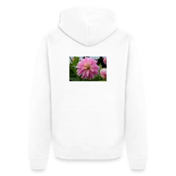 Dahlie pink rosa Blüte ,Blume - Unisex Premium Bio Zip Hoodie - Weiß - Hinten - Thijin (182cm)