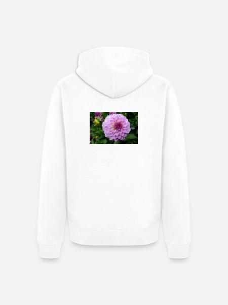 Dahlie pink rosa Blüte ,Blume - Unisex Premium Bio Zip Hoodie - Weiß