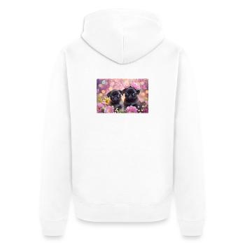 Kleine Hunde mit Blumenkrone - Unisex Premium Bio Zip Hoodie - Weiß - Hinten - Thijin (182cm)