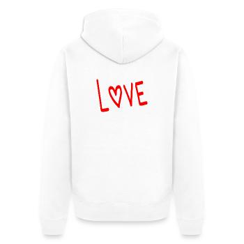 LOVE. COUPLE. JUST MARRIED. EVJF. SAINT VALENTIN. - Veste à capuche bio Premium Unisexe - blanc - Dos - Thijin (182cm)