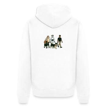 Mamie Karin en famille - Veste à capuche bio Premium Unisexe - blanc - Dos - Thijin (182cm)
