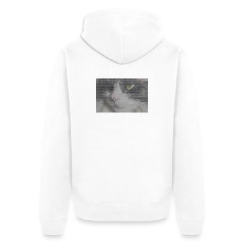 Katzenporträt im Glitch-Look - Unisex Premium Bio Zip Hoodie - Weiß - Hinten - Thijin (182cm)