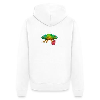 Regenbogen Chamäleon Lolli - Unisex Premium Bio Zip Hoodie - Weiß - Hinten - Thijin (182cm)