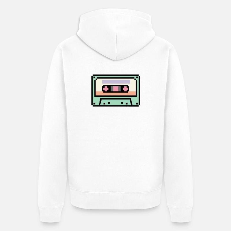 Cassette rétro 8 bits pixel art - Veste à capuche bio Premium Unisexe - blanc