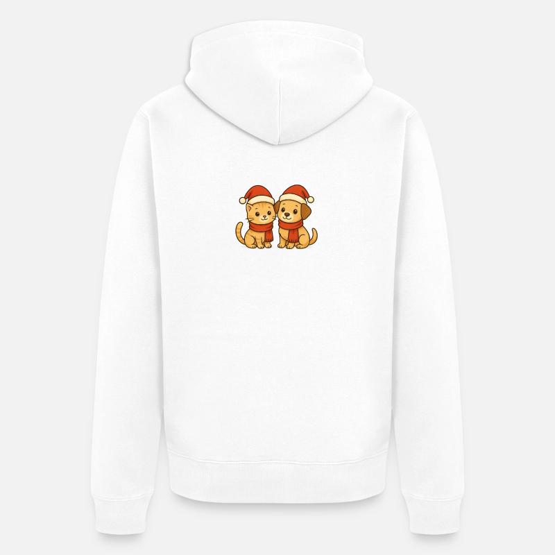 Duo de Noël Amis de compagnie - Veste à capuche bio Premium Unisexe - blanc
