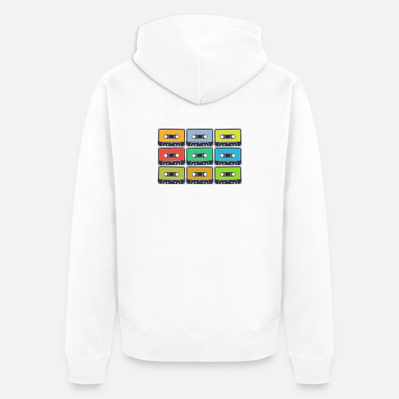 Cassettes rétro en couleur - Veste à capuche bio Premium Unisexe - blanc