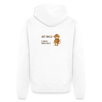 Souris juste ! Ça rend les gens fous. Singe qui sourit - Veste à capuche bio Premium Unisexe - blanc - Dos - Thijin (182cm)