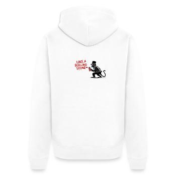 Wie ein Rolling Stone Monkey - Unisex Premium Bio Zip Hoodie - Weiß - Hinten - Thijin (182cm)