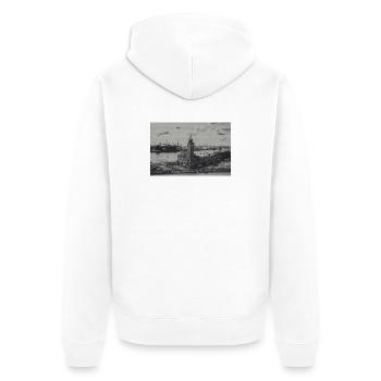 Hamburger Hafen Pegelturm retro - Unisex Premium Bio Zip Hoodie - Weiß - Hinten - Thijin (182cm)