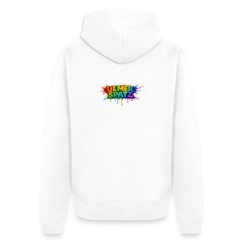 UlmerSpatz Rainbow - Unisex Premium Organic Zip Hoodie - white - Back - Thijin (182cm)