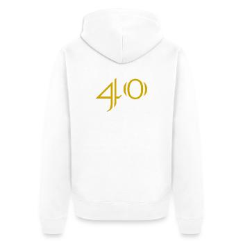 40. 40 ANS. 40e ANNIVERSAIRE. ANNIVERSAIRE 40 ANS. - Veste à capuche bio Premium Unisexe - blanc - Dos - Thijin (182cm)