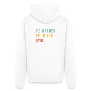 Ich wäre lieber im Fitnessstudio - Unisex Premium Bio Zip Hoodie - Weiß - Hinten - Thijin (182cm)