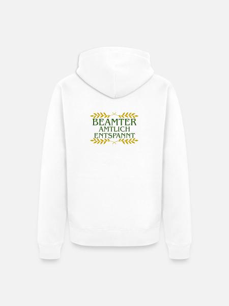 Beamter Amtlich Entspannt Grün-Gold Laurel - Unisex Premium Bio Zip Hoodie - Weiß