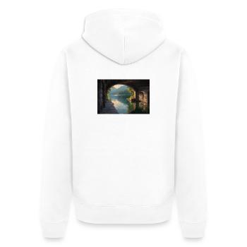 Vue Douillette à la Fenêtre - Veste à capuche bio Premium Unisexe - blanc - Dos - Thijin (182cm)