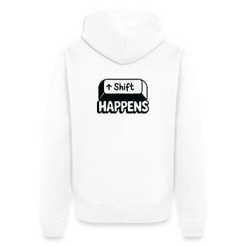Verschiebung findet statt - Unisex Premium Bio Zip Hoodie - Weiß - Hinten - Thijin (182cm)